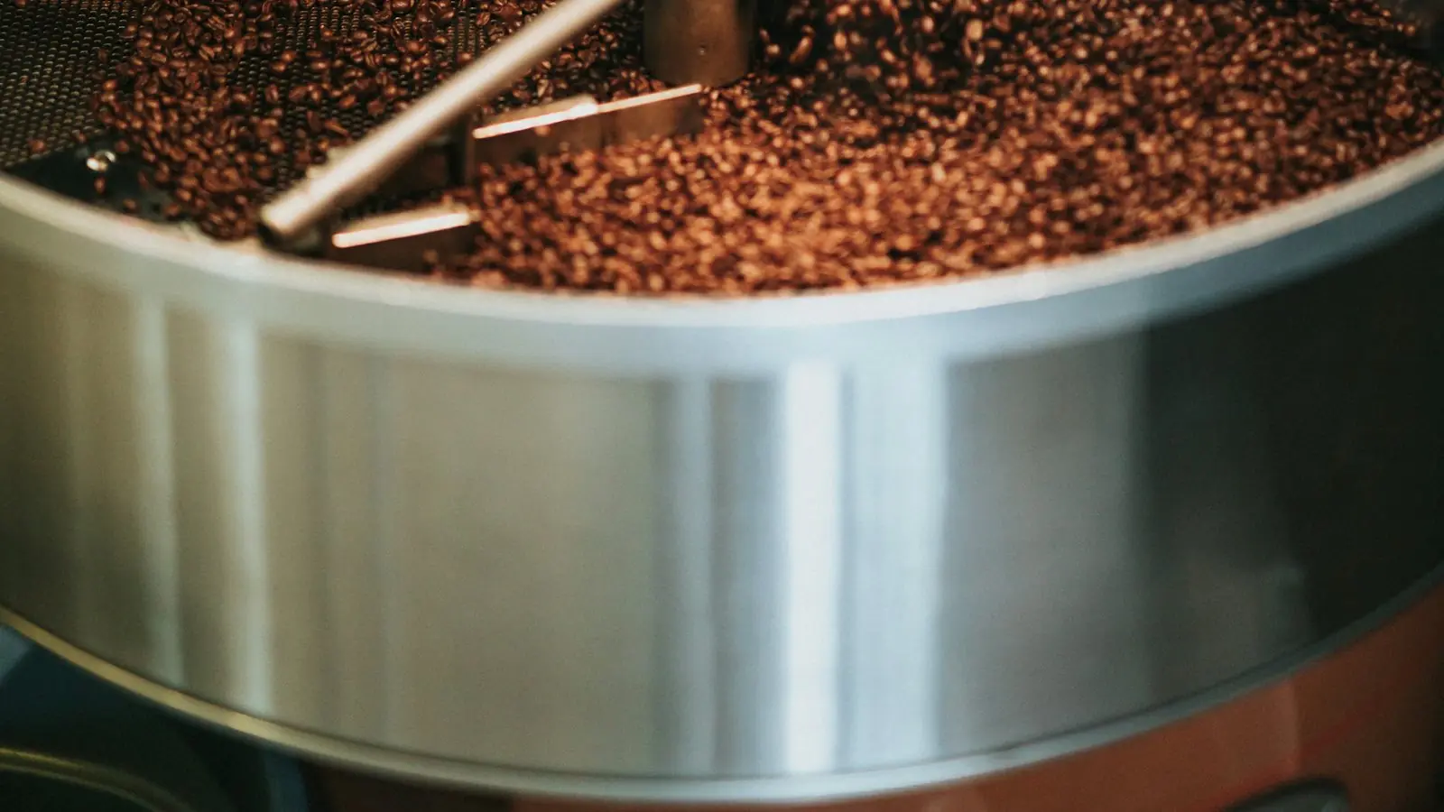 Coffee beans turning in the roaster