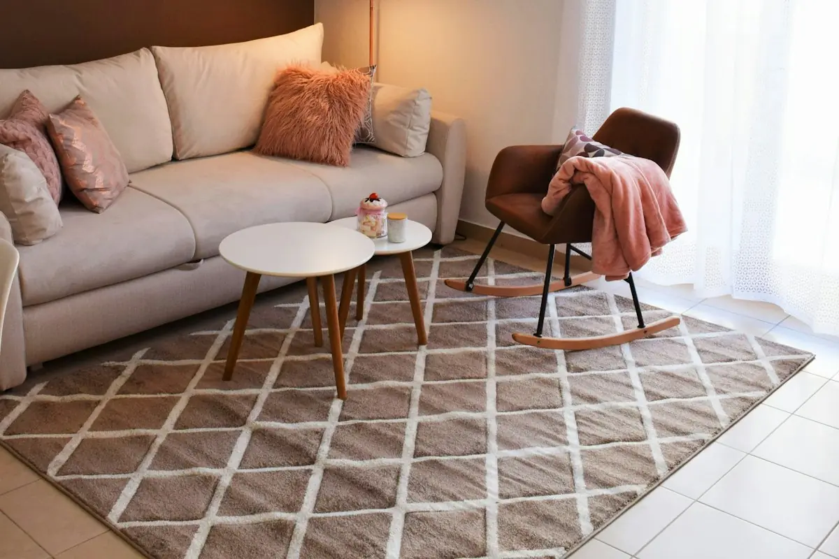Living room with a soft sofa and rug